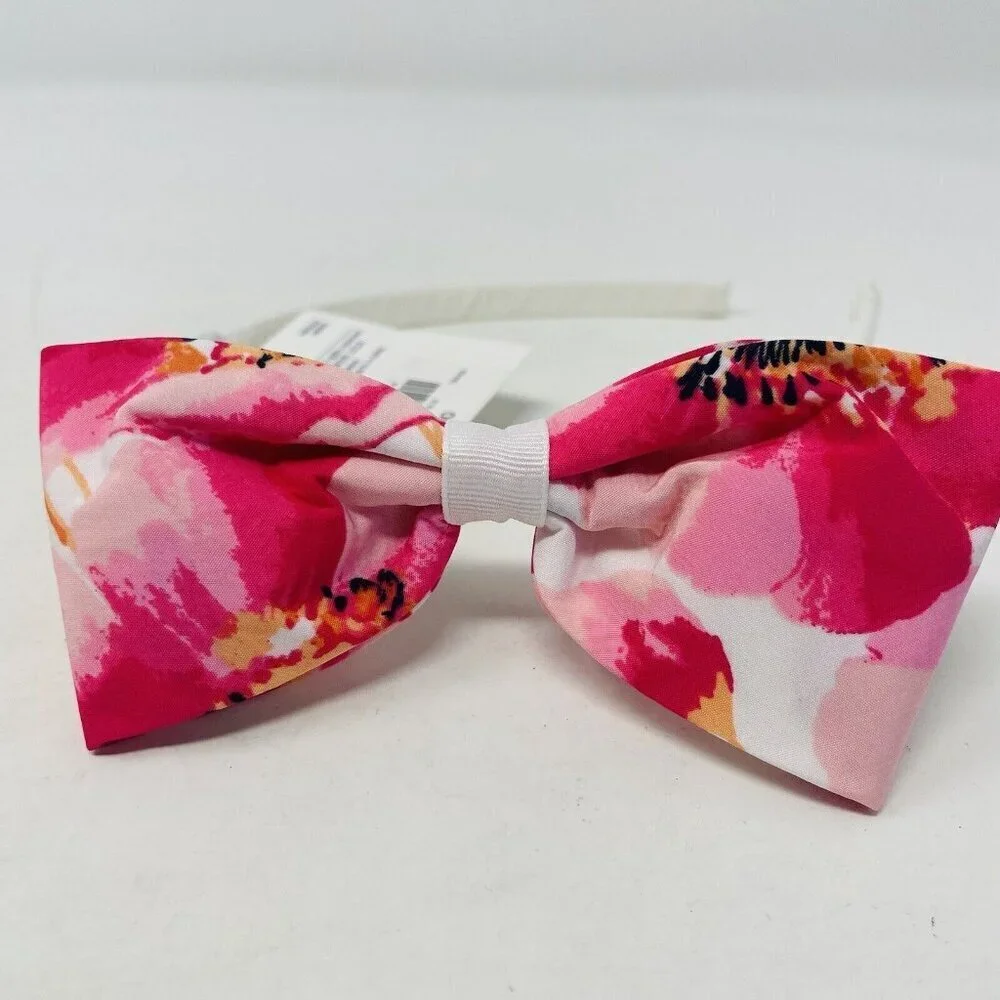 Janie and Jack Baby/Toddler Girls One Size White‎ Headband & Pink Floral Bow